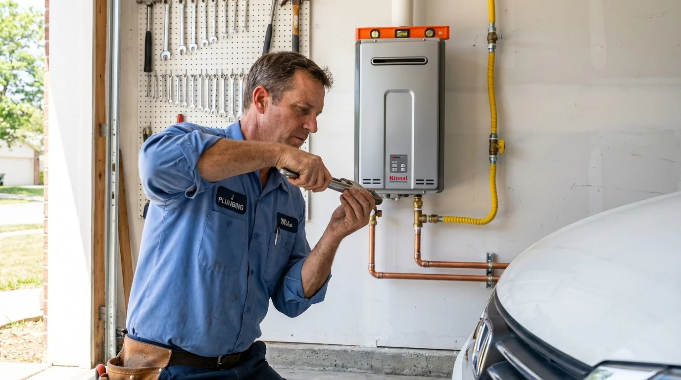 Tankless water heater installation by a Johns Plumbing LLC plumber in Carrollton