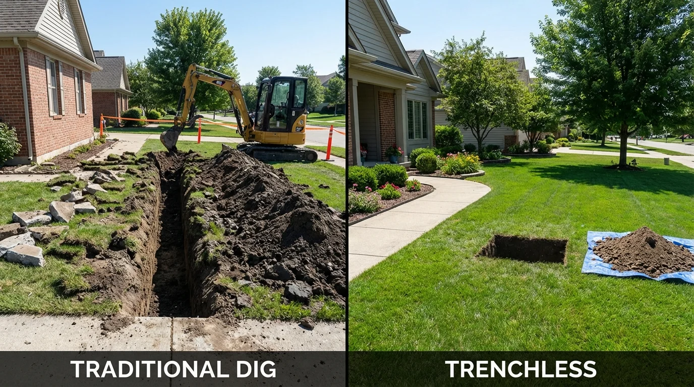 Trenchless sewer repair with minimal yard damage versus traditional excavation in Carrollton, GA